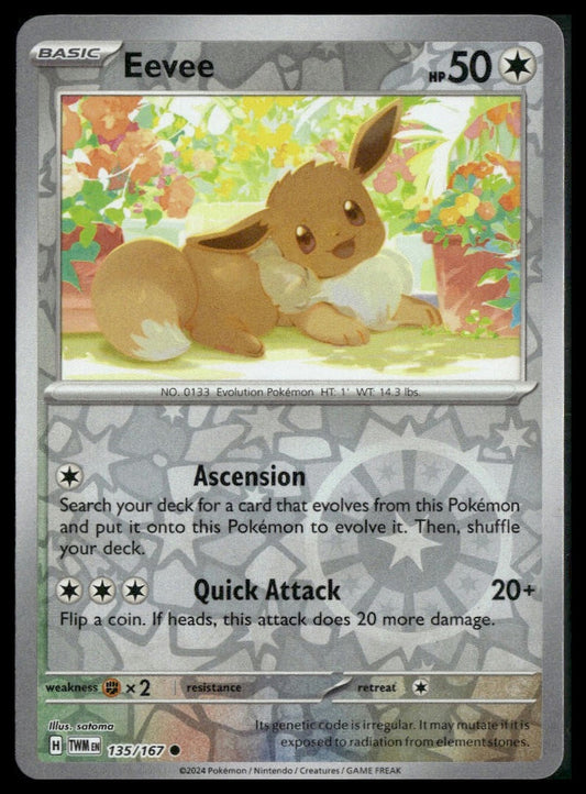 Eevee #135/167 Reverse Holo Twilight Masquerade NM