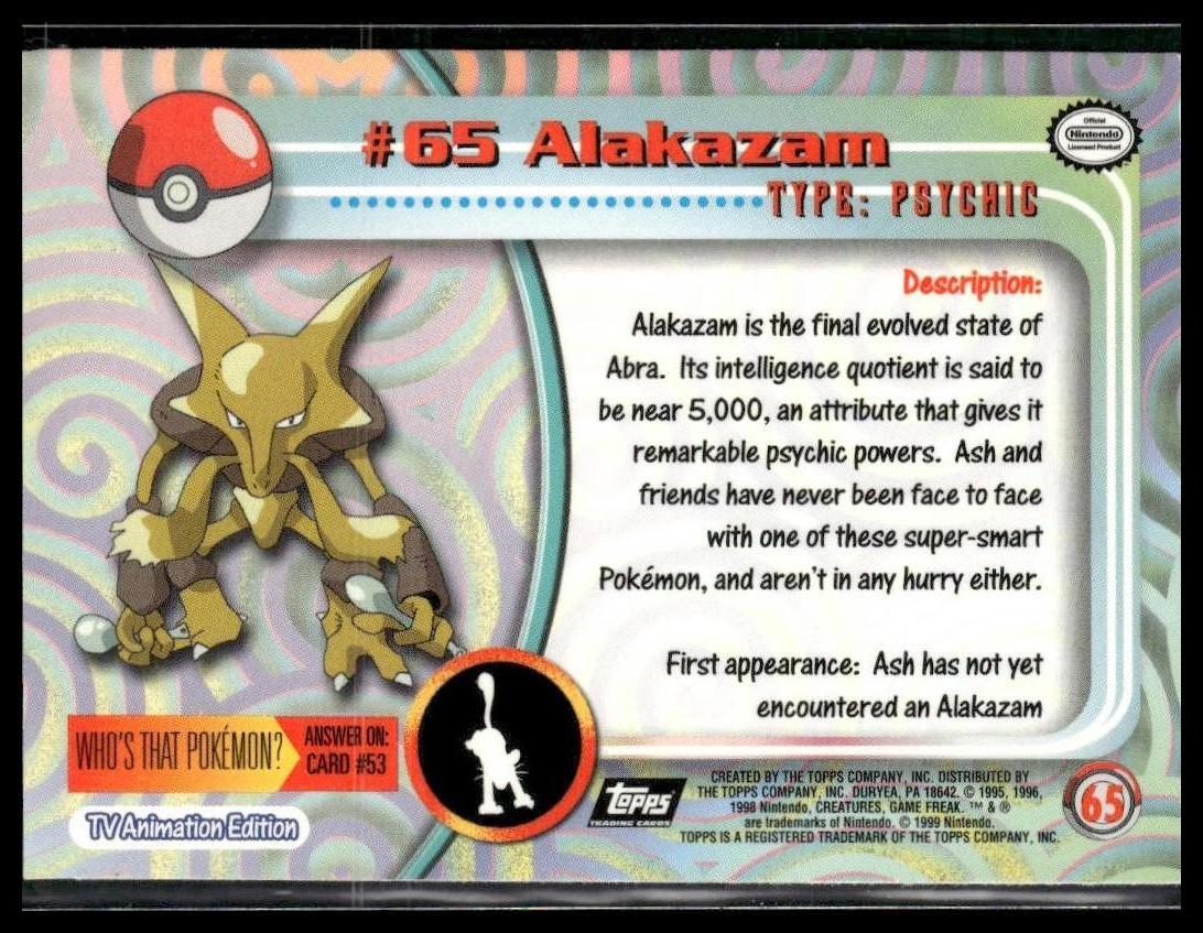 Alakazam #65 Topps TV LP