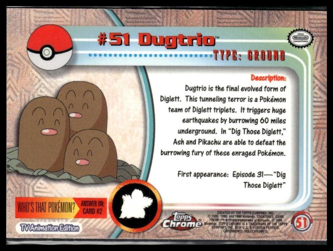 Dugtrio #51 Topps Chrome LP