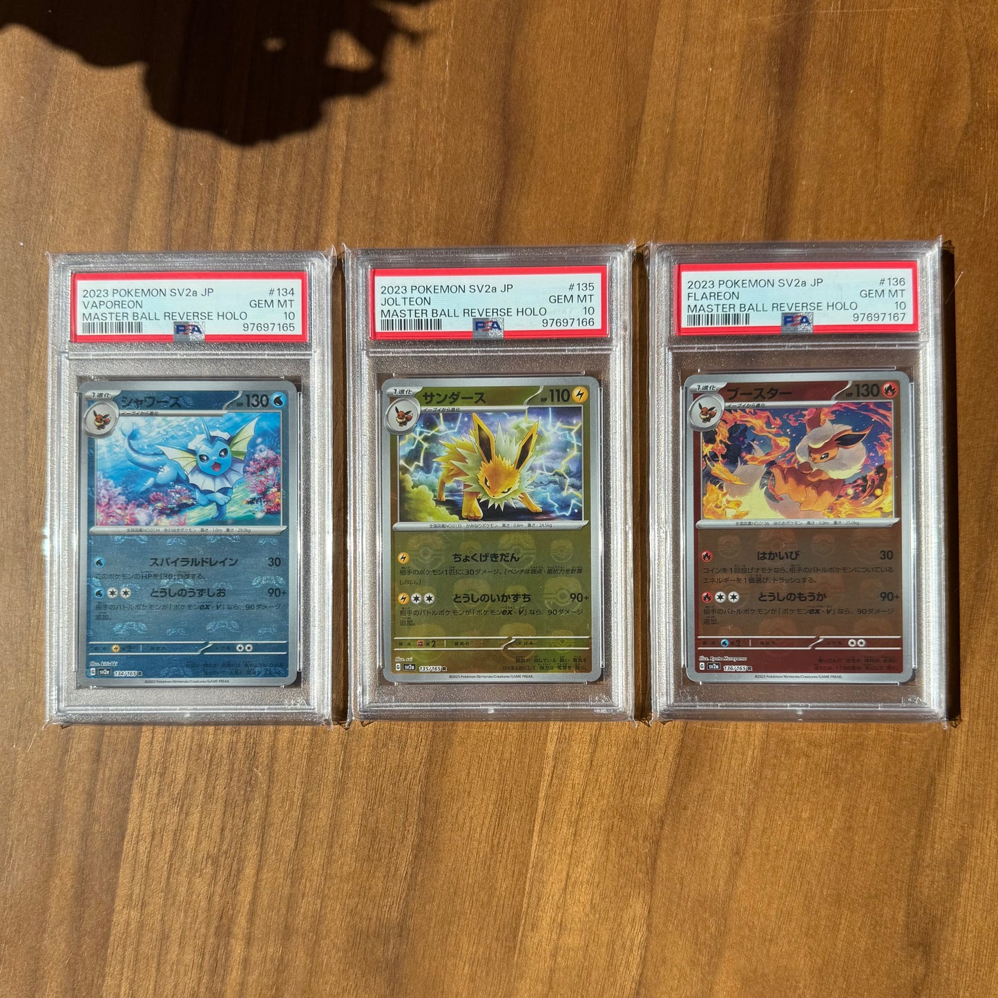 PSA 10 Vaporeon Jolteon Flareon Master Ball Japanese 151 SEQUENTIAL Set