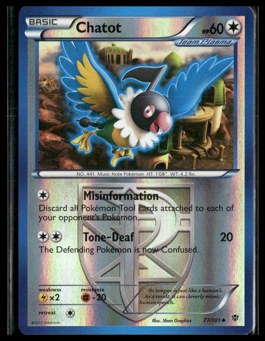 Chatot (Team Plasma) #77/101 Reverse Holo Plasma Blast NM