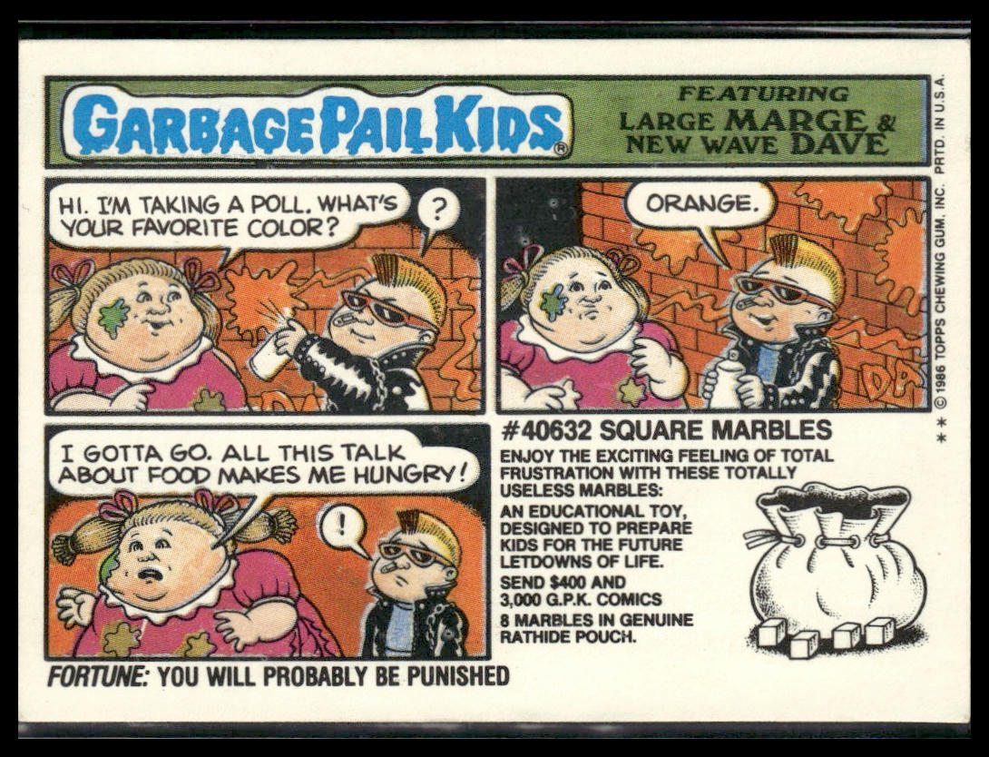 Nervous Nellie #215b Topps 1986 Topps Garbage Pail Kids Series 6