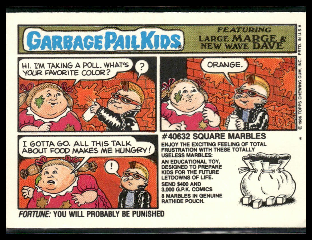 Gnawing Nora #215a Topps 1986 Topps Garbage Pail Kids Series 6