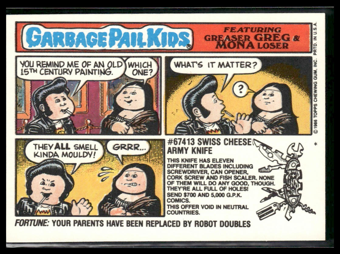 Ugly Hans #235a 1986 Topps Garbage Pail Kids Series 6