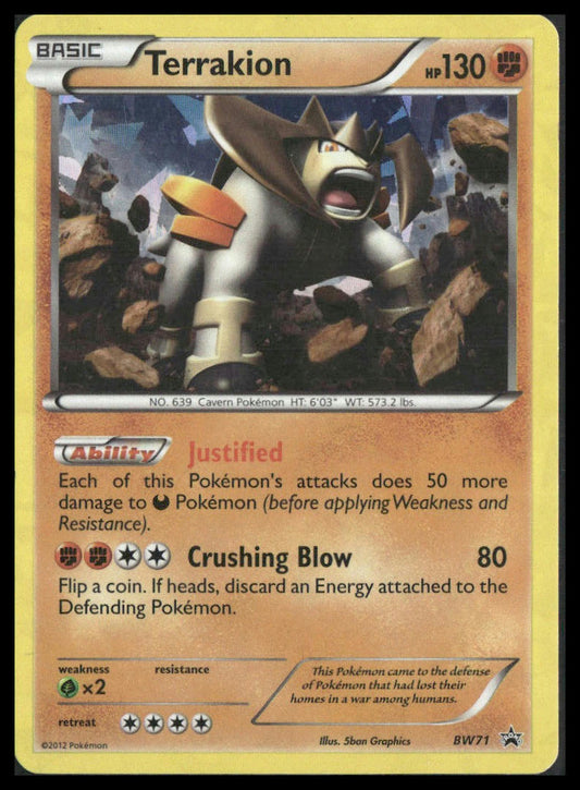 Terrakion #BW71 Cracked Ice Holo Black and White Promos LP