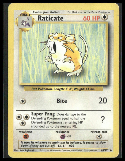 Raticate #040/102 Base Set MP
