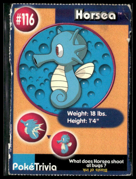 Horsea #116 Burger King Trivia Card Pokémon MP