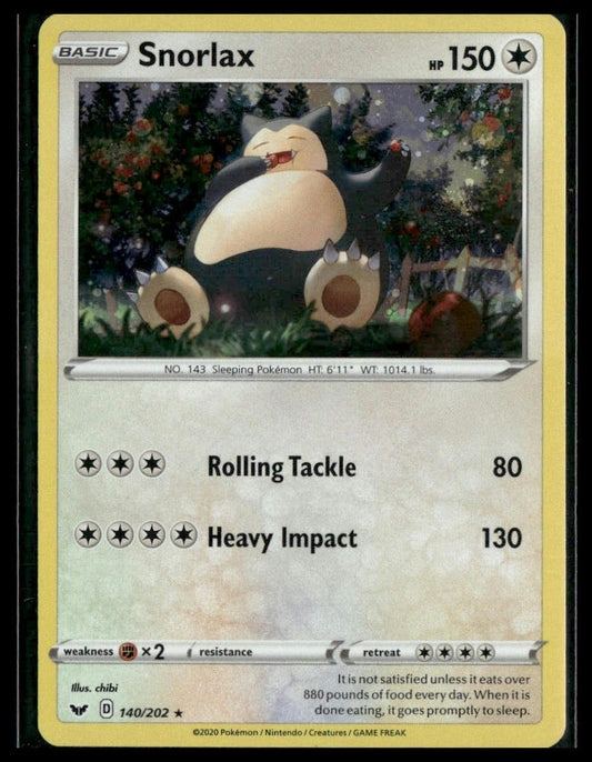 Snorlax #140/202 Holo Sword & Shield Base Set VLP