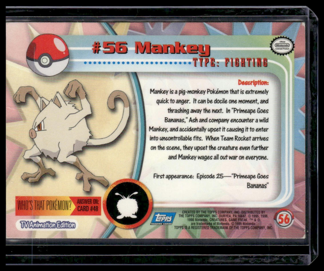 Mankey #56 1999 Topps TV Animation Edition LP