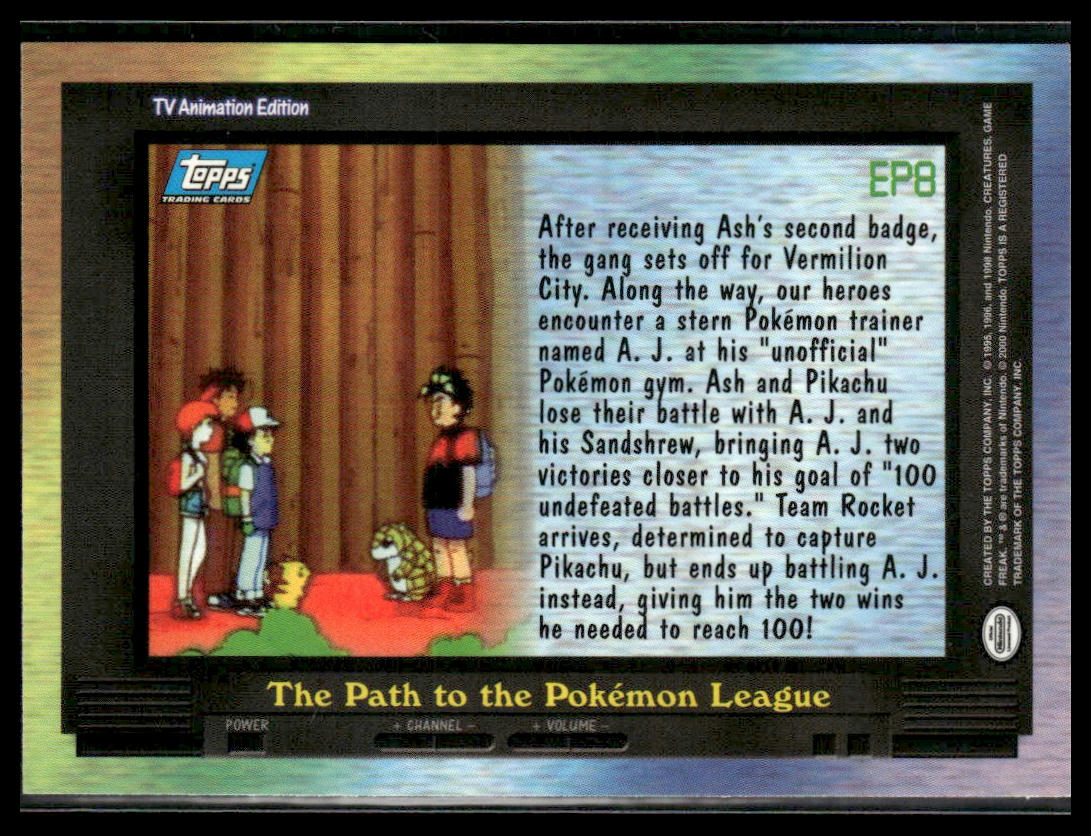 The Path to the Pokemon League #EP8 2000 Topps TV NM