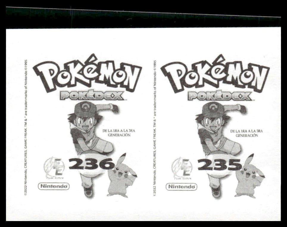 Smeargle / Tyrogue #235-236 Peru 2022 Pokedex Stickers NM