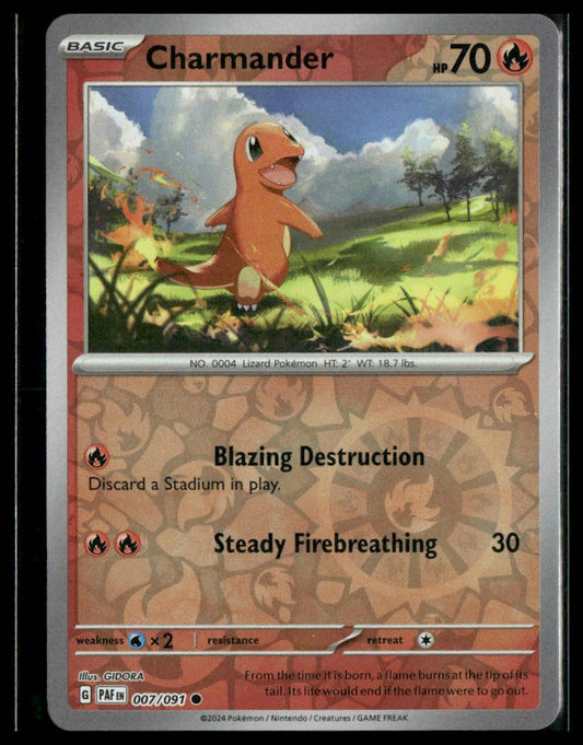 Charmander #007/091 Reverse Holo Paldean Fates NM