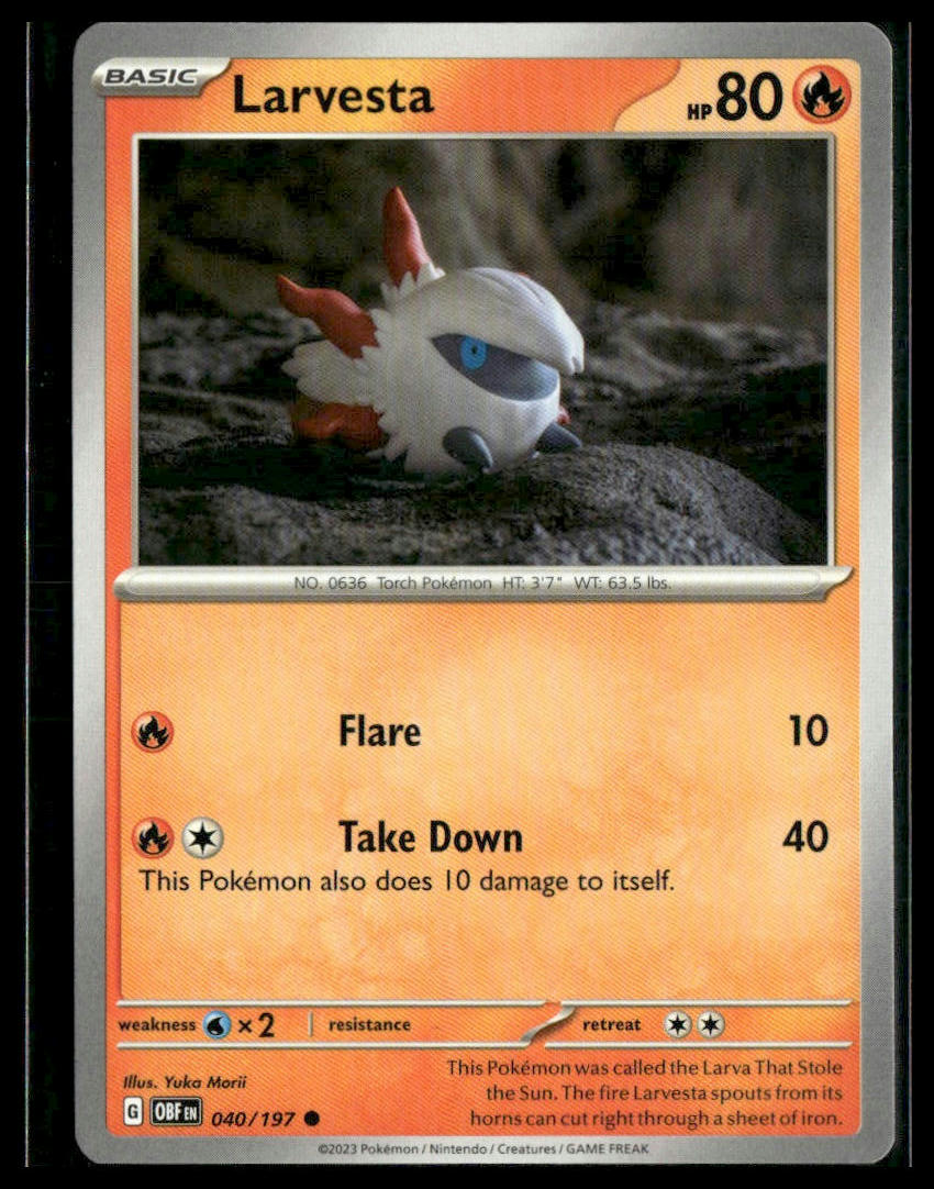 Larvesta #040/197 Obsidian Flames NM