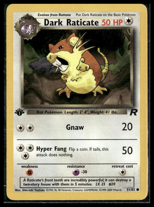 Dark Raticate #51/82 1st Edition Team Rocket LP