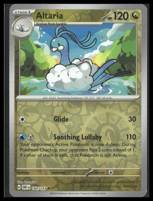 Altaria #160/197 Reverse Holo Obsidian Flames NM