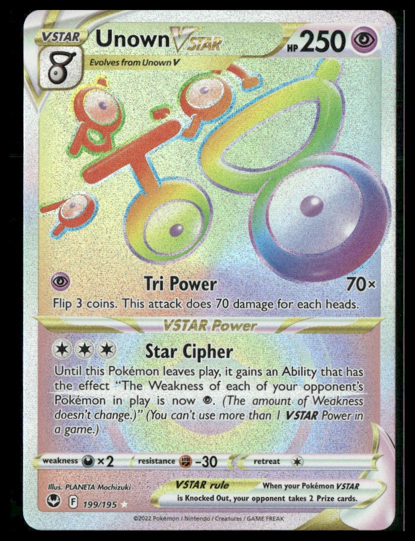 Unown VSTAR (Secret) #199/195 Silver Tempest NM