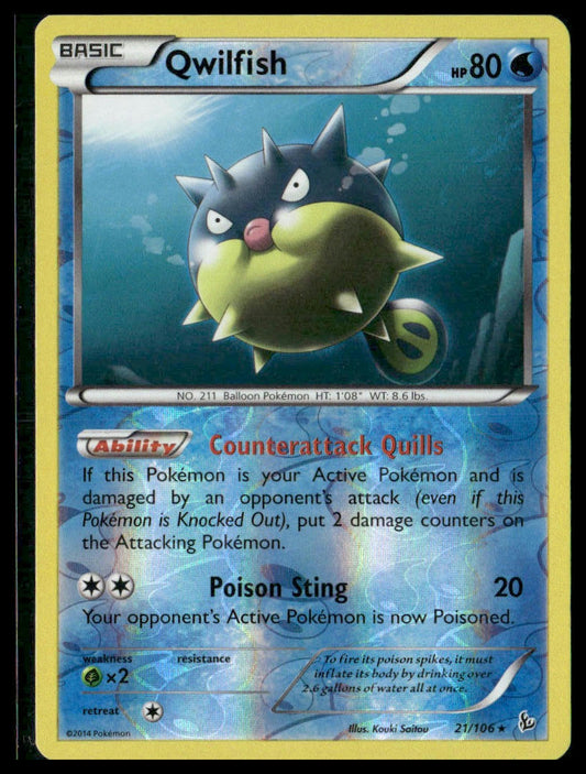 Qwilfish #21/106 Reverse Holo XY - Flashfire VLP