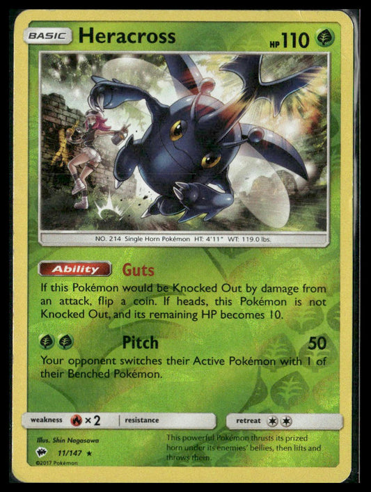 Heracross #11/147 Reverse Holo SM - Burning Shadows HP