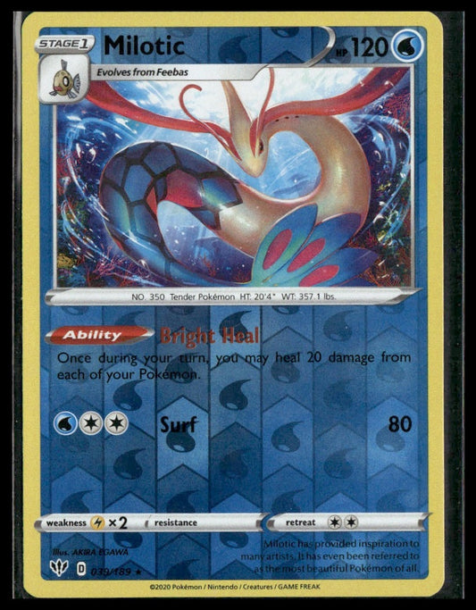 Milotic #039/189 Reverse Holo Darkness Ablaze NM