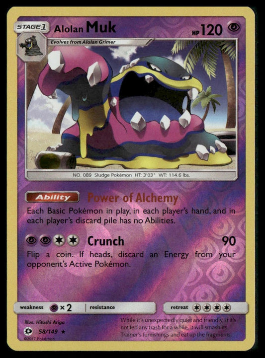 Alolan Muk #58/149 Reverse Holo SM Base Set NM