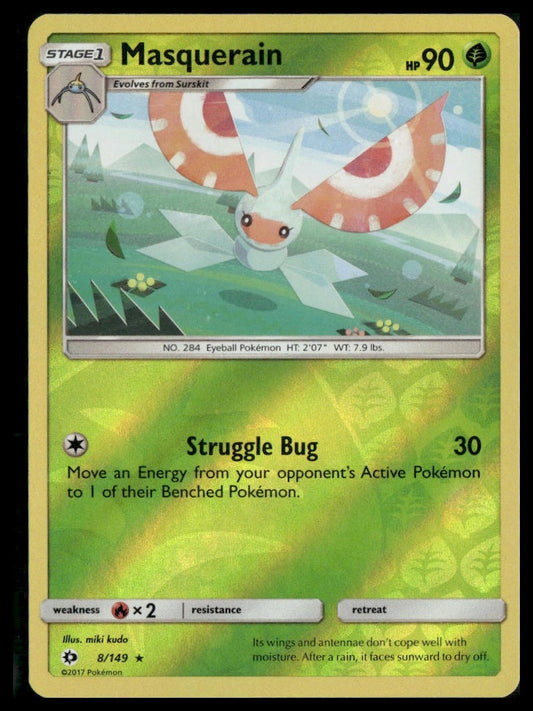 Masquerain #8/149 Reverse Holo SM Base Set NM
