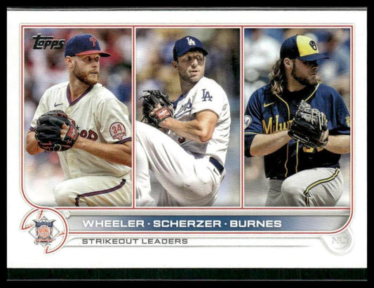 NL Strikeout Leaders (Wheeler / Scherzer / Burnes) #127 2022 Topps