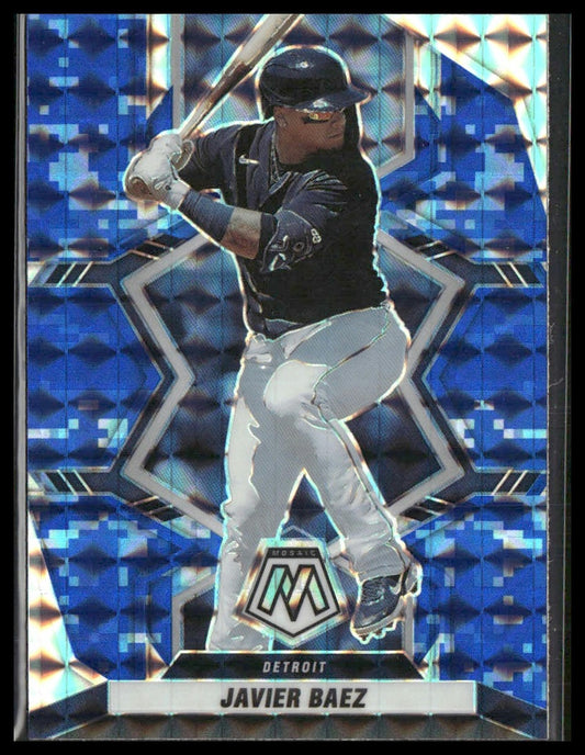 Javier Baez #62 2022 Panini Mosaic Blue Camo Mosaic Detroit Tigers