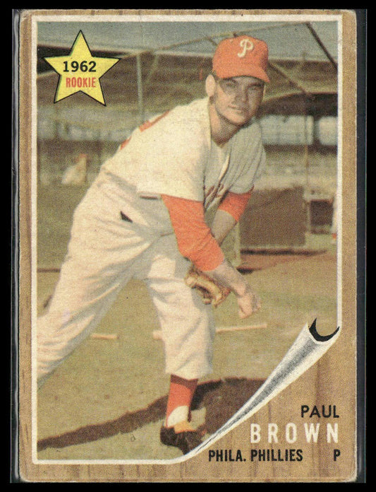 Paul Brown #181 Rookie 1962 Topps Philadelphia Phillies