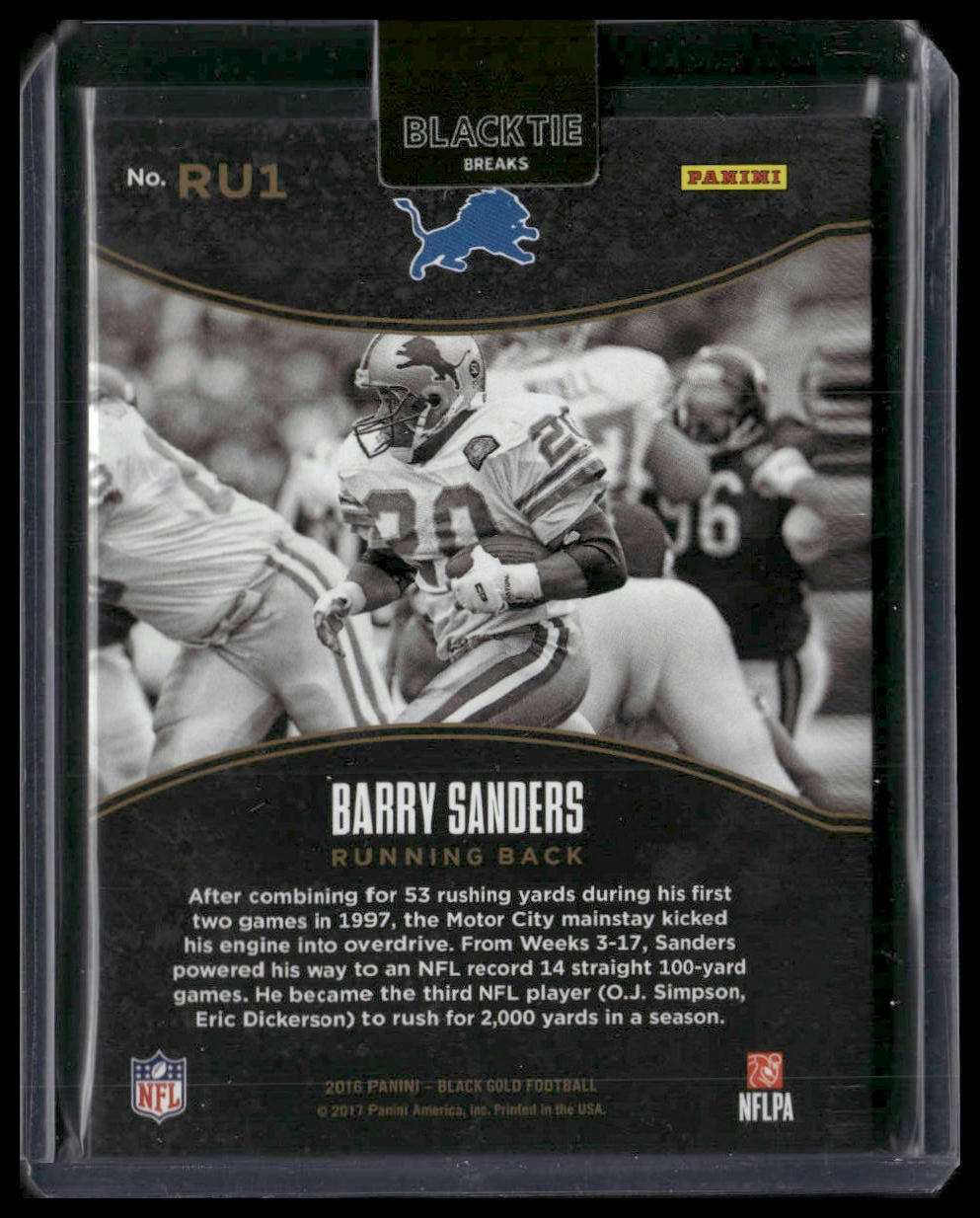 Barry Sanders #RU1 2016 Panini Black Gold Gold Rush White Gold #/100