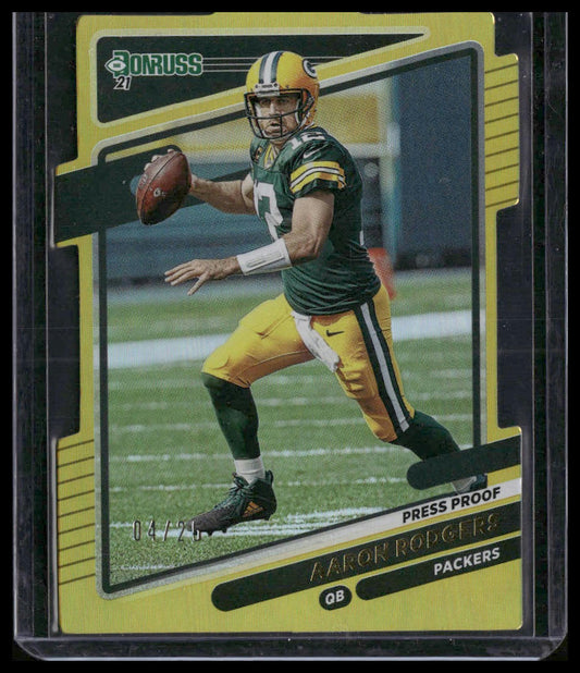 Aaron Rodgers #155 2021 Donruss Press Proof Gold Die Cut #/25