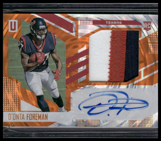 D'Onta Foreman Rookie #311 2017 Panini Patch Auto Orange #/15 Texans