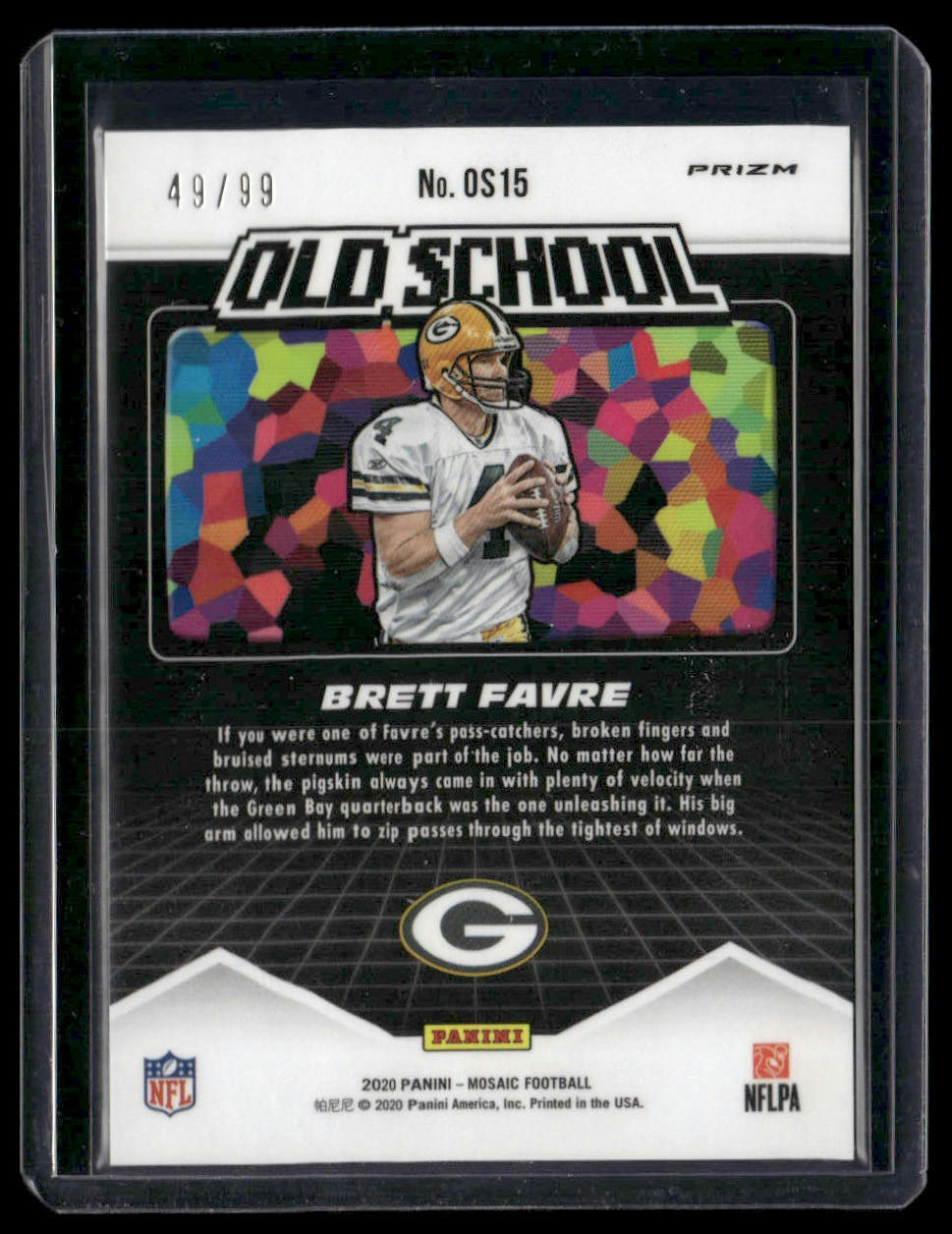 Brett Favre #OS15 2020 Panini Old School Reactive Blue #/99 Green Bay Packers