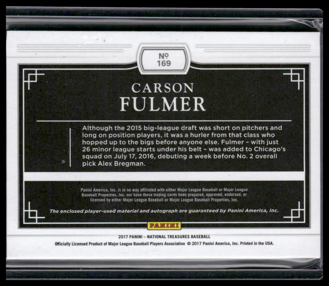 Carson Fulmer #169 Rookie 2017 Panini National Treasures #/99 Chicago White Sox