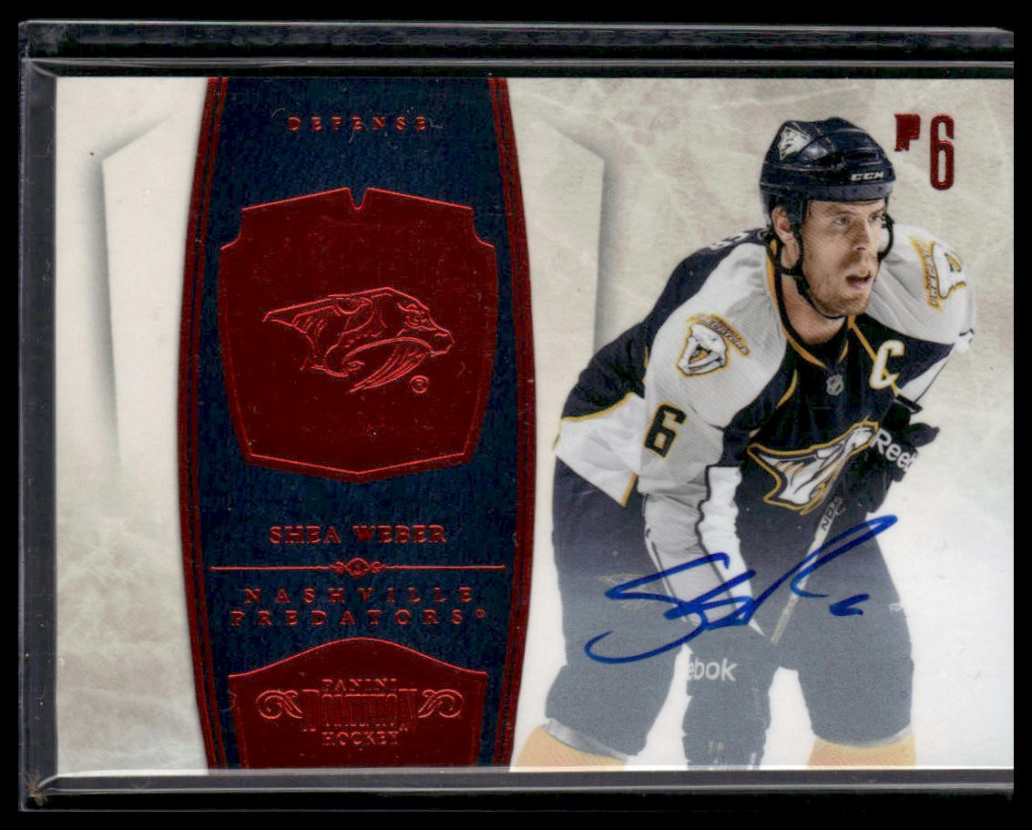 Shea Weber #54 2010-11 Panini Dominion Signatures Ruby #/50 Nashville Predators