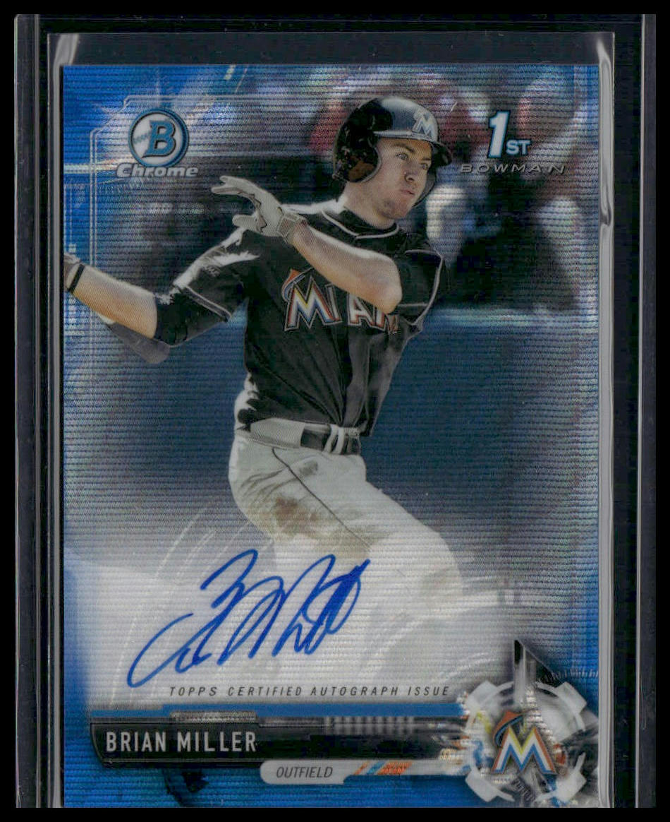 Brian Miller #CDA-BMI 2017 Bowman Chrome Draft Auto Blue #/150 Miami Marlins