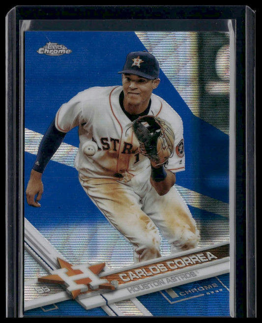 Carlos Correa #112 2017 Topps Chrome Blue Wave Refractor #/75 Houston Astros