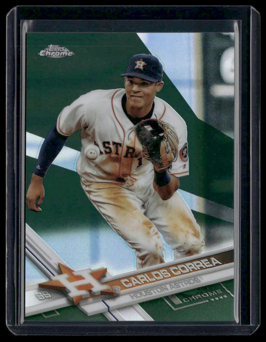 Carlos Correa #112 2017 Topps Chrome Green Refractor #/99 Houston Astros