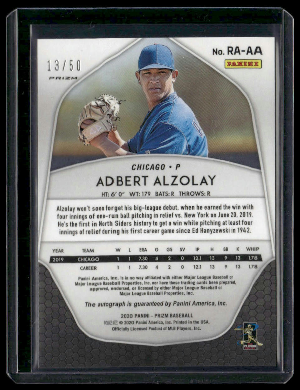 Adbert Alzolay #RA-AA Rookie 2020 Panini Auto Red White Blue #/50 Chicago Cubs