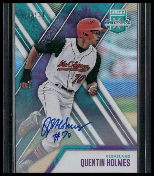 Quentin Holmes #64 2017 Panini Elite Auto 10/10 BOOKEND Cleveland Indians