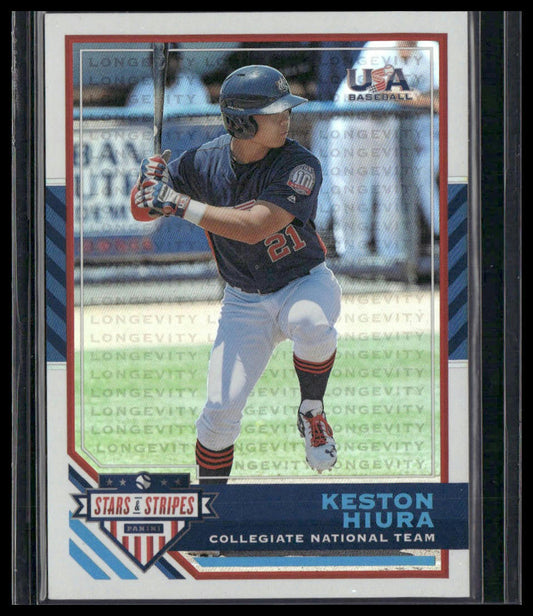 Keston Hiura #14 2017 Panini Stars & Stripes USA Longevity Holo Foil #/99