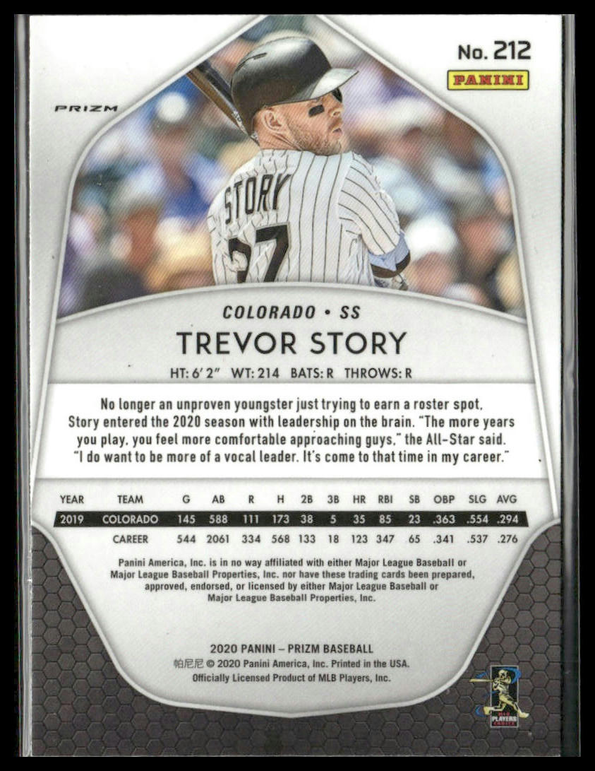 Trevor Story #212 2020 Panini Prizm Silver Colorado Rockies