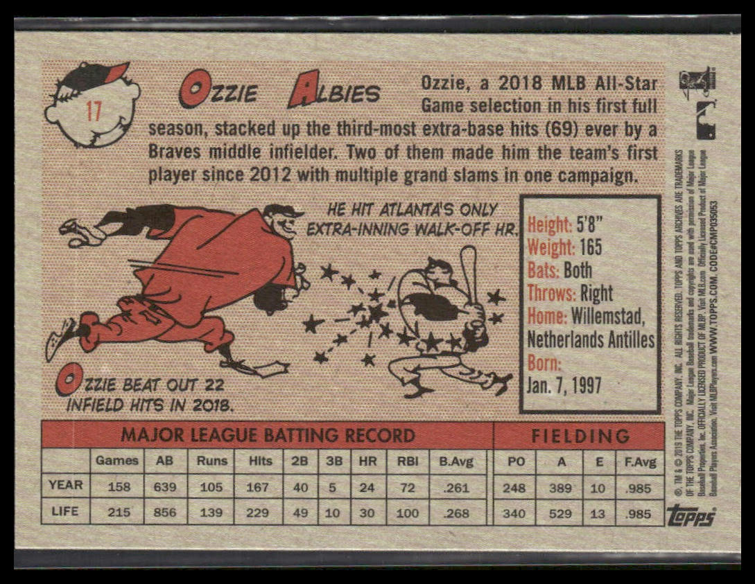Ozzie Albies #17 2019 Topps Archives Atlanta Braves