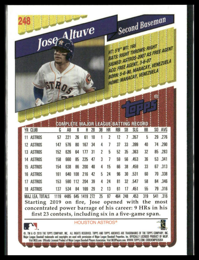 Jose Altuve #248 2019 Topps Archives Houston Astros