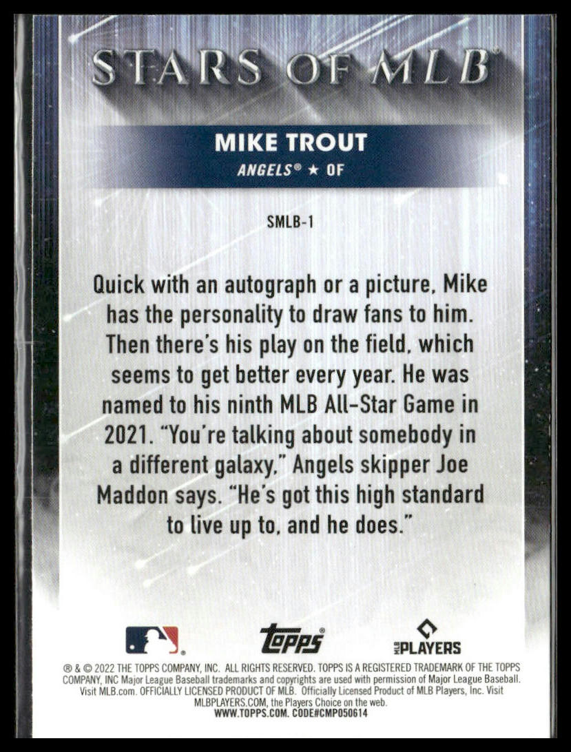 Mike Trout #SMLB-1 2022 Topps Stars of MLB Los Angeles Angels