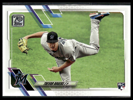 Trevor Rogers #563 Rookie 2021 Topps Miami Marlins Image Variation SP