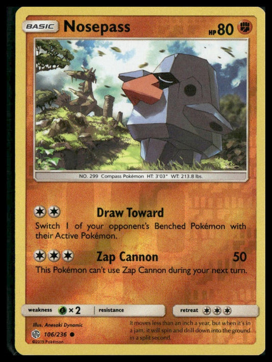 Nosepass #106/236 Reverse Holo SM - Cosmic Eclipse NM