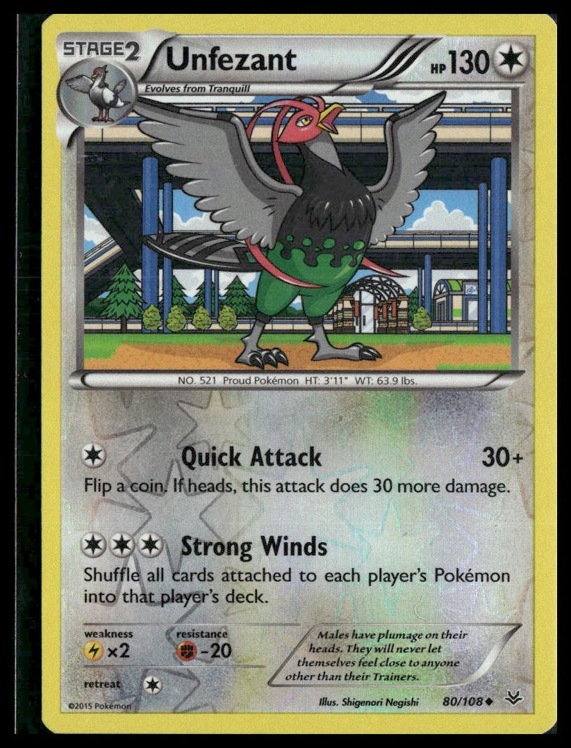 Unfezant #80/108 Reverse Holo XY - Roaring Skies LP