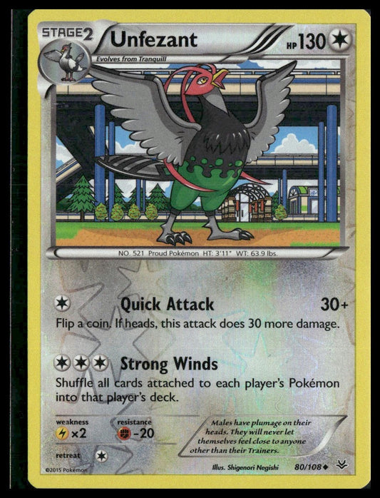 Unfezant #80/108 Reverse Holo XY - Roaring Skies LP