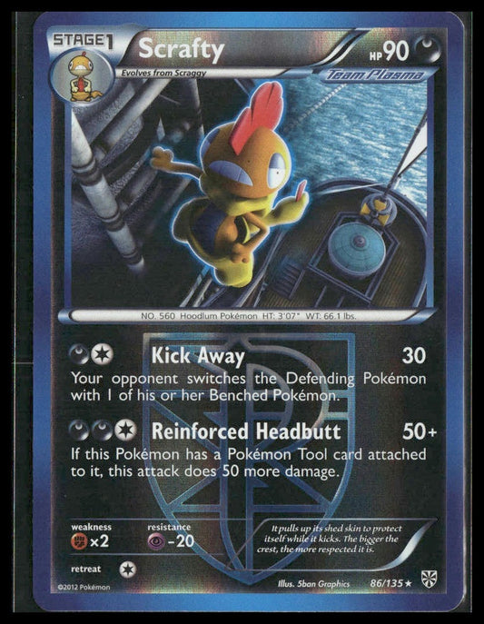 Scrafty (Team Plasma) #86/135 Reverse Holo Plasma Storm LP