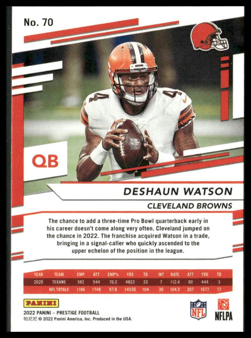 Deshaun Watson #70 2022 Panini Prestige Cleveland Browns